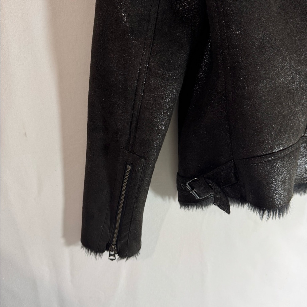 A/X Armani Exchange Faux Leather Faux Fur Lining Moto Jacket - Picture 6 of 10